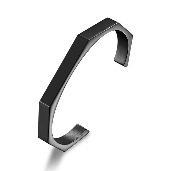Stainless Steel Hexagon Cuff Bangle - Pack of 2