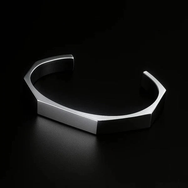 Stainless Steel Hexagon Cuff Bangle - Pack of 2