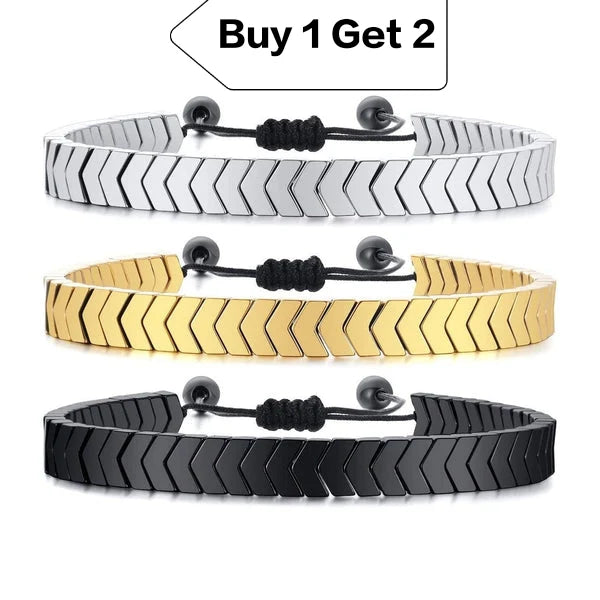 Stainless steel Arrow Gold Adjustable knotted Chain Bracelet Pack of 3