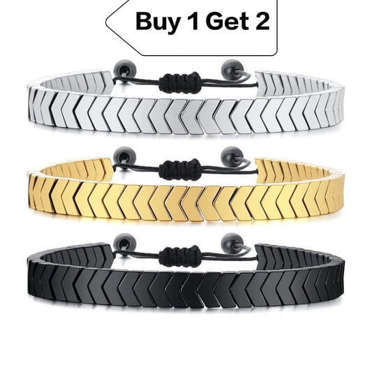 Stainless steel Arrow Gold Adjustable knotted Chain Bracelet Pack of 3